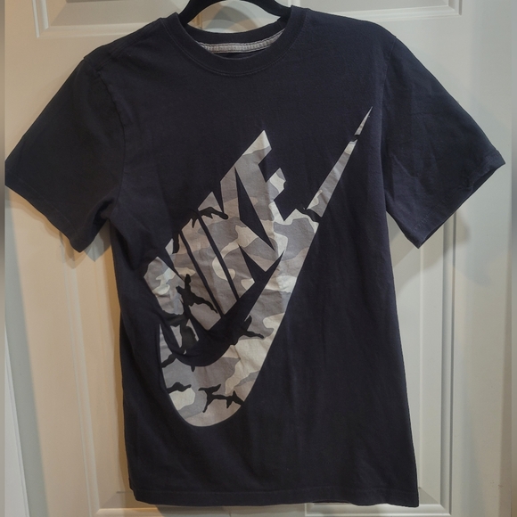 Nike T-Shirt Men's Med Black w/ Gray Camo Logo Authentic Vintage - Picture 1 of 6